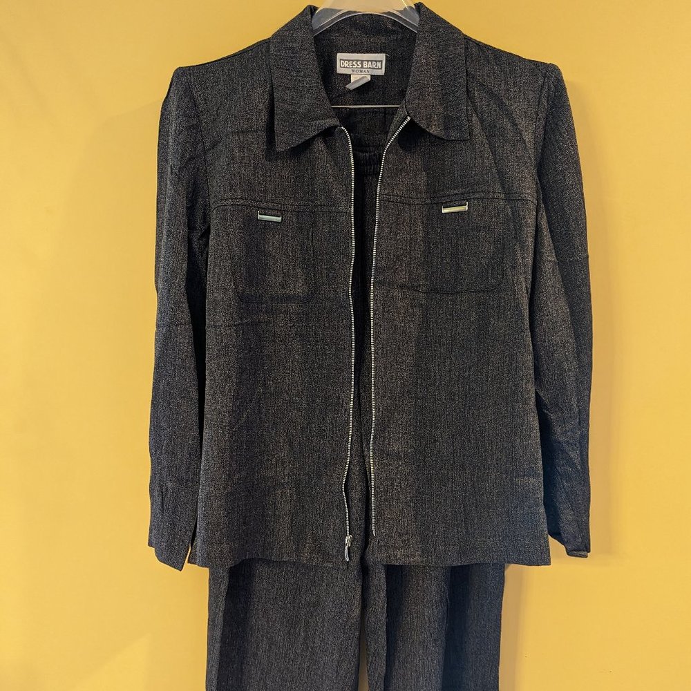 2 Piece Suit with Zipper Jacket & Metal Accents